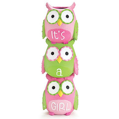WHO'S CUTEST GIRL Pink Owls Stacked Resin Vase - 3 Pack
