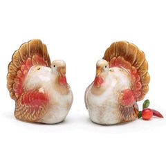 Warm Fall Toned Turkey Salt and Pepper Shaker Set