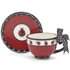 Whimsical Ladybug Teacup and Saucer Sets - Pack of 4 Sets