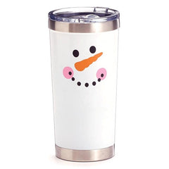 White Metal Tumbler with Snowman Face - Pack of 4