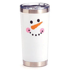 White Metal Tumbler with Snowman Face