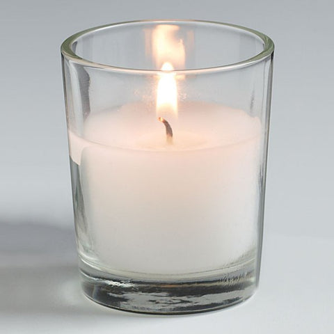 Picture of White Unscented Votive Candle with Clear Glass Holder - 25 pack