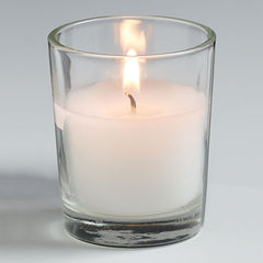 White Unscented Votive Candle with Clear Glass Holder - 25 pack