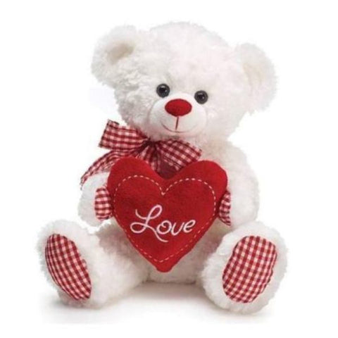 Picture of White/Red Gingham Swirl Fur Love Bear