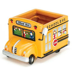 Yellow School Bus Resin Planters - 2 Pack